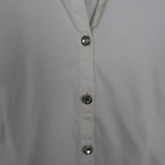 CHICOS White Button Up Jewel Buttons Sz M - Picture 5 of 5